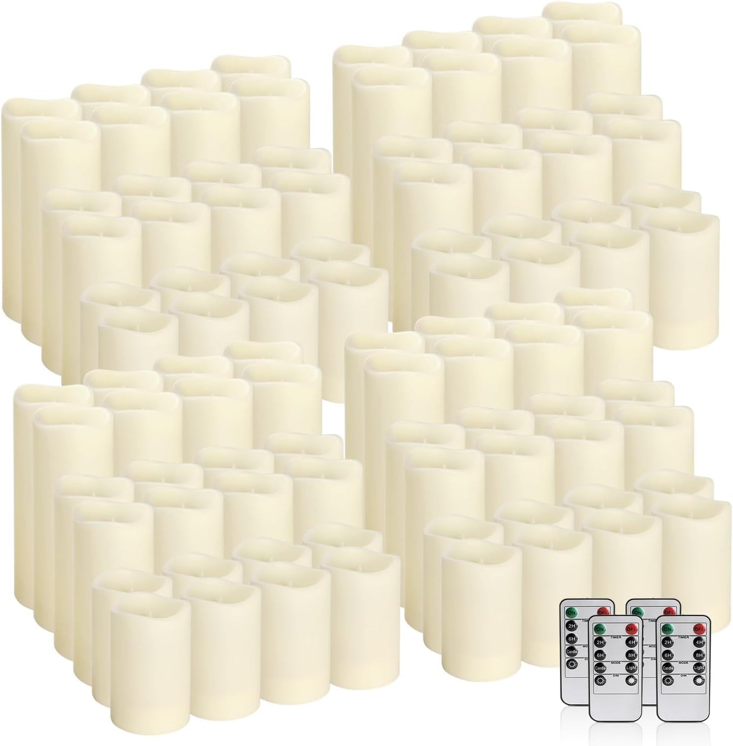 YOROXRG Set of 24 Waterproof Outdoor Flameless Candles, LED Candles with 4 Remote and Timer,(H 4" 5" 6" x D 2.2"),for Christmas,Halloween,Wedding,Festival