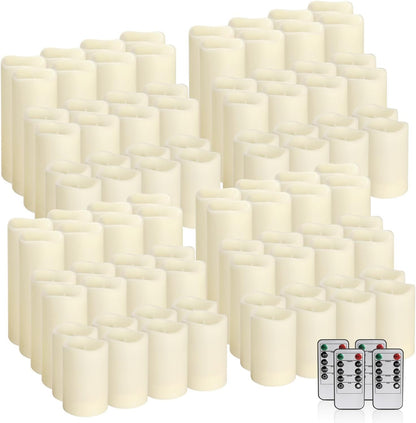 YOROXRG Set of 24 Waterproof Outdoor Flameless Candles, LED Candles with 4 Remote and Timer,(H 4" 5" 6" x D 2.2"),for Christmas,Halloween,Wedding,Festival