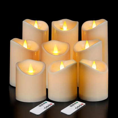 Flameless Candles 4" 5" 6" Set of 3 Outdoor Indoor Ivory Pillars Battery Operated Flickering Candles Include 8-Key Remote Timer Function, Fake Plastic Candles for Wedding, Aniversary, Christmas Decor