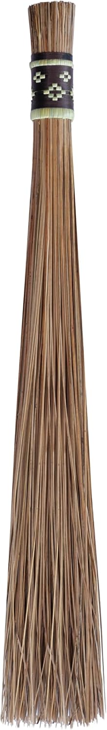 32 inch Multi-Surface Sturdy Outdoor Authentic Coconut Leaf Broom Asian Heavy Duty Broom Thai Natural Coconut Leaf Broom (Country Rustic) 1 Piece (2 piece)
