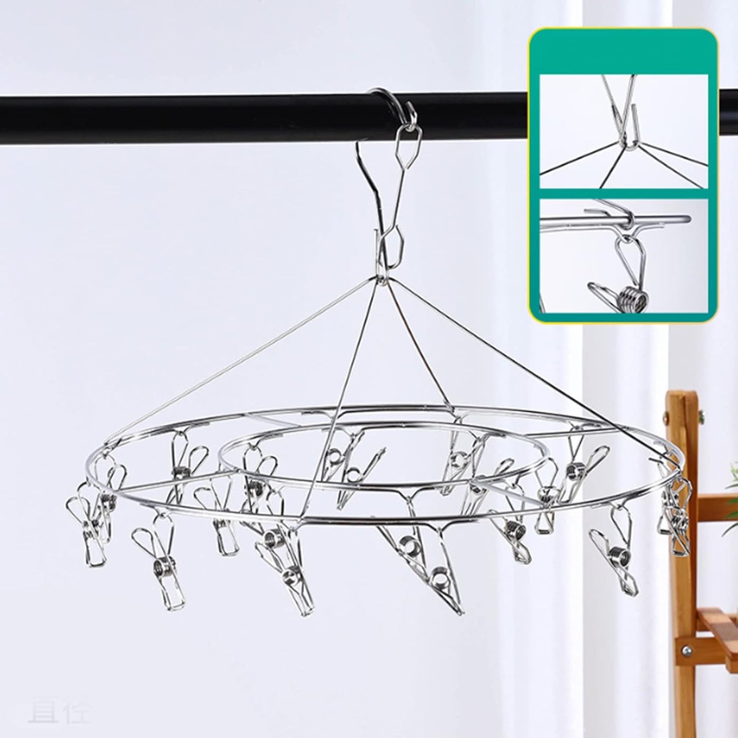 Stainless Steel Sock Drying Rack, Multi Clip Clothes Drying Rack Underwear Hanger Sweater Drying Rack Sock Clips Hang Dry Clothes Rack for Socks, Underwear (No Loop Round)