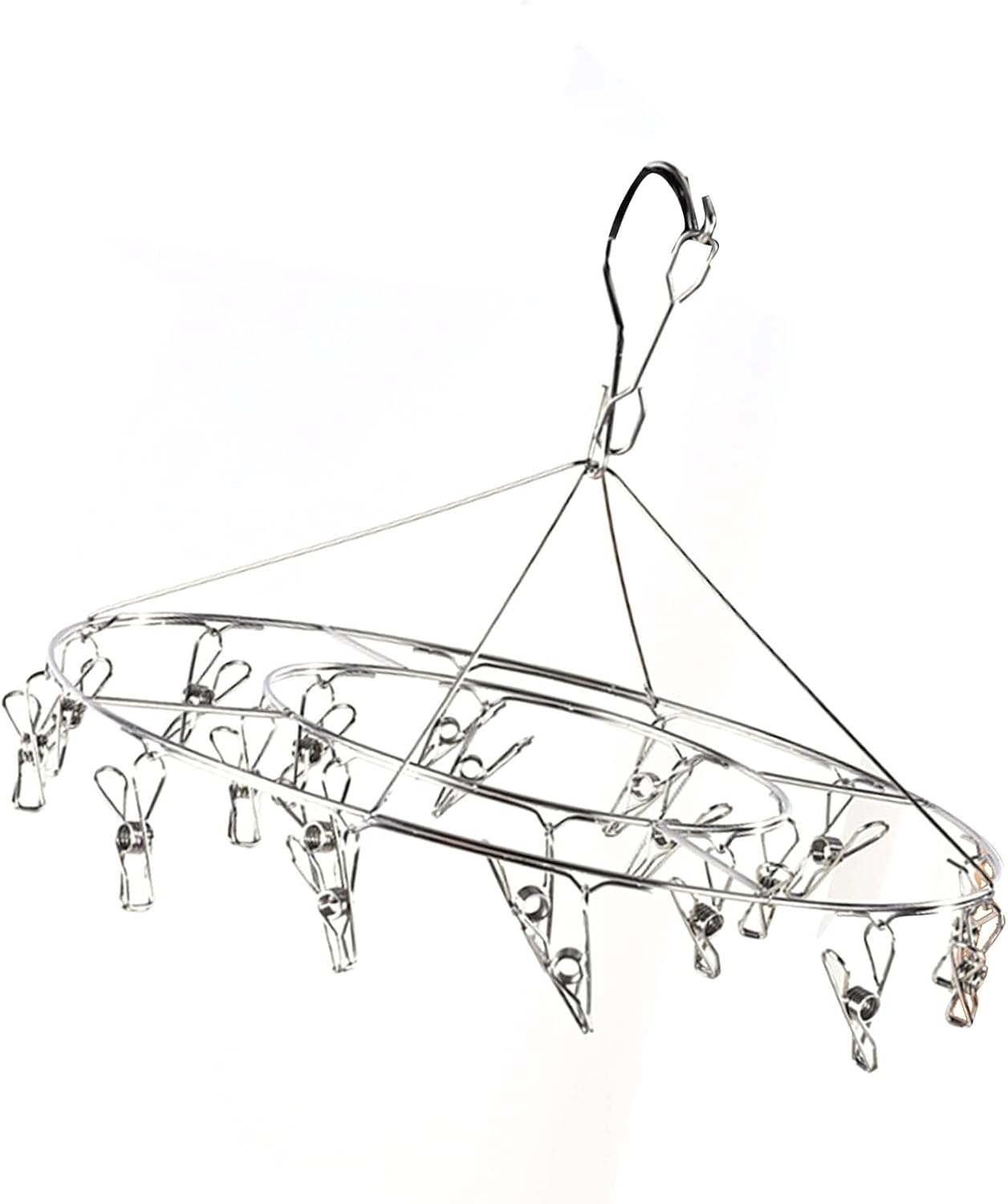 Stainless Steel Sock Drying Rack, Multi Clip Clothes Drying Rack Underwear Hanger Sweater Drying Rack Sock Clips Hang Dry Clothes Rack for Socks, Underwear (No Loop Round)
