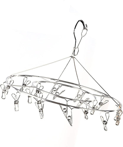 Stainless Steel Sock Drying Rack, Multi Clip Clothes Drying Rack Underwear Hanger Sweater Drying Rack Sock Clips Hang Dry Clothes Rack for Socks, Underwear (No Loop Round)