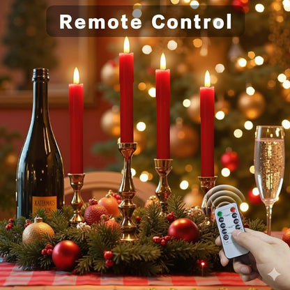 Flameless Taper Candles with Remote, 6.7 Inch Short Taper Candles Battery Operated with Flickering 3D Flame, Led Candle Sticks Safe for Windowsill Wedding Home Christmas Decor, Ivory, Set of 6
