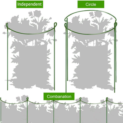 HiGift 10 Pack 24" H x 10" W Tall Plant Support Stakes, Half Round Metal Peony Cages and Supports, Monstera Plant Support Snake Plant Stake Flower Support Ring for Tomato, Hydrangea Outdoor Indoor