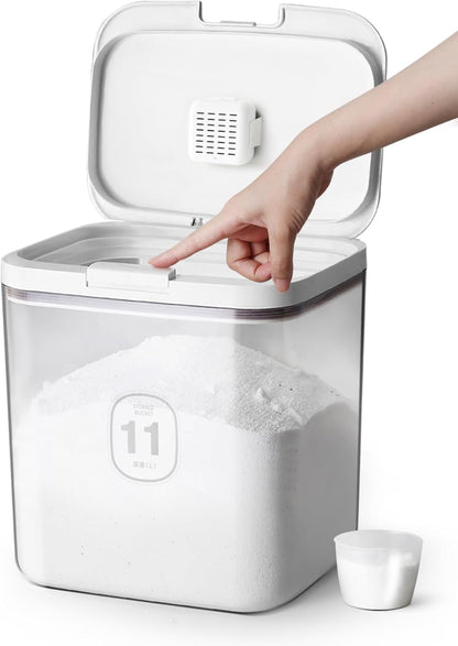 LivLab Mker Laundry detergent dispenser with One-Press Lid,for laundry room organization,Clear PET laundry powder container with Measuring Cup,laundry pods container 4.5L/10Lbs/160oz(220 Pods)