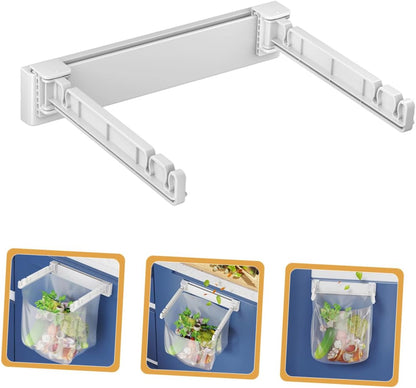 PRETYZOOM Wall Mounted Trash Bag Holder Rack Multi-Functional Foldable Kitchen Garbage Bag Stand Holder for Sink No Drill Installation