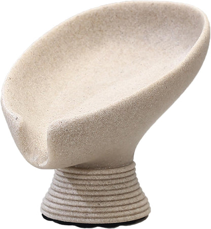 Self Draining Soap Dish with Suction Cup, Leaf Shaped Resin Soap Holder for Bathroom, Shower, Sink & Kitchen (Beige)