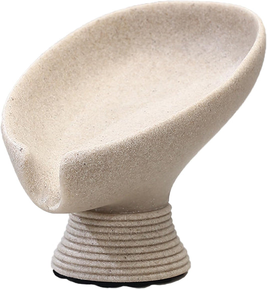 Self Draining Soap Dish with Suction Cup, Leaf Shaped Resin Soap Holder for Bathroom, Shower, Sink & Kitchen (Beige)