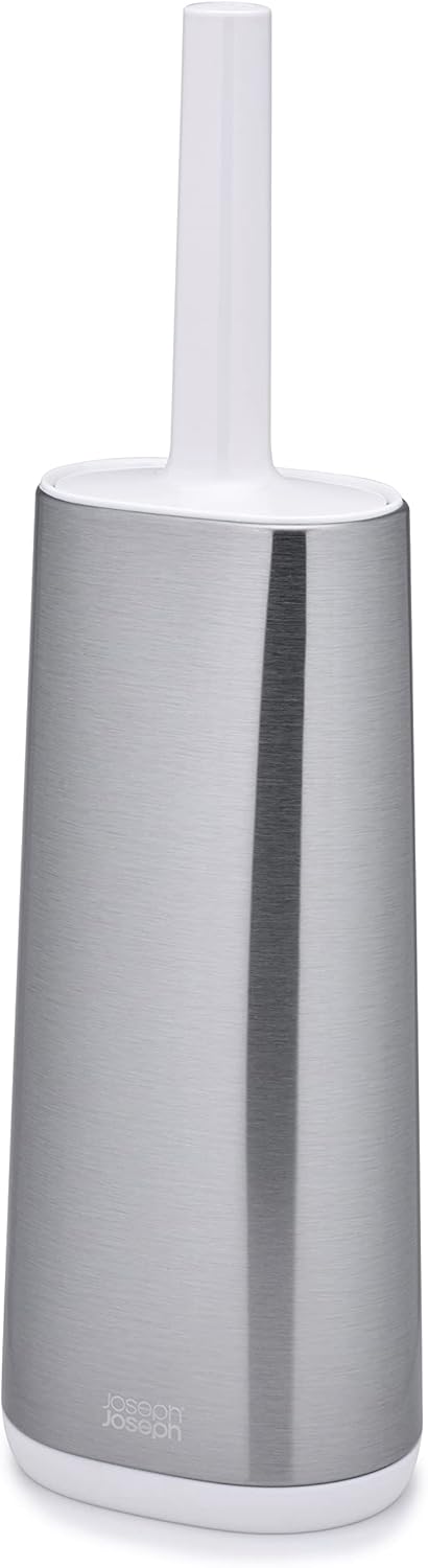 Joseph Joseph Flex Hygienic Silicone Toilet Brush with Slim Holder Set, Flexible Anti-drip, Anti-Clog Deep Clean Head - Gray/White
