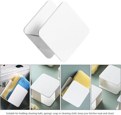Punch-free Wall-mounted Sponge Holder 2pcs Set, Kitchen Sink Drain Rack and Cleaning Cloth Storage Organizer, Draining Sponge Storage Rack for Kitchen Sink