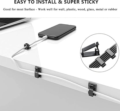 N NOROCME 192 PCS Cable Management Kit 4 Wire Organizer Sleeve | 11 Cable Holder,35Cord Clips 10+2 Roll Cable Organizer Straps,100 Fastening Cable Ties,for Computer TV Under Desk