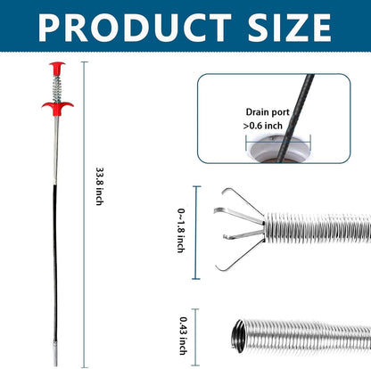 Drain Snake,76 inch Flexible Grabber Claw Pick Up Reacher Tool,Drain Clog Remover - Gutter Cleaning Tools for Home Sink, Bathroom Tub,Drain, Toilet, Tight Spaces