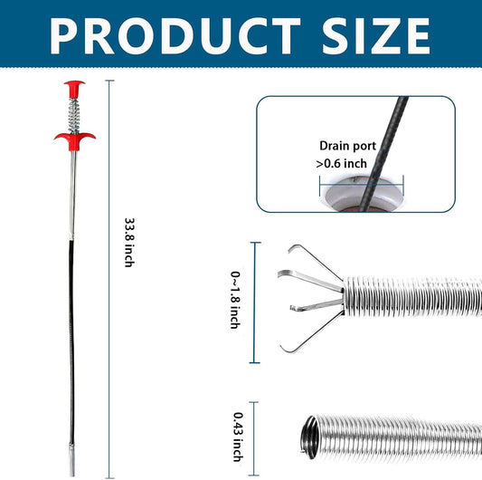 Drain Snake,76 inch Flexible Grabber Claw Pick Up Reacher Tool,Drain Clog Remover - Gutter Cleaning Tools for Home Sink, Bathroom Tub,Drain, Toilet, Tight Spaces
