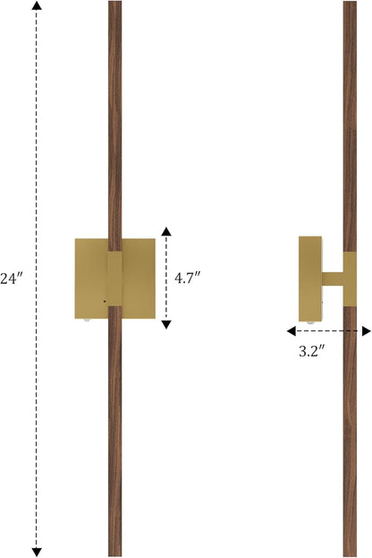 8000mAh Battery Operated Wall Sconce with Remote Control, 3000K-6000K Dimmable Black Wireless Rechargeable Wall Sconces Set of Two with Timer Function for Living Room, Bedroom, Stairwell, TV 24 Inch