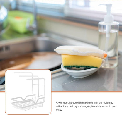 Healeved Multi-Functional Sponge Holder Dishcloth Drying Rack for Kitchen Sink Wall-Mounted Organizer for Wiping Cloth and Cleaning Supplies Space-Saving Storage