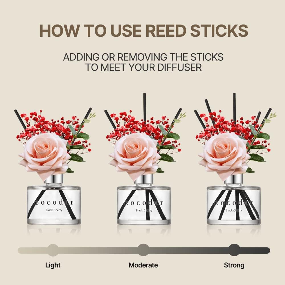 COCODOR Flower Reed Diffuser Set / 6.7oz / Cashmere Vanilla/Scent Diffuser with Sticks Home Fragrance Reed Diffuser for Bathroom Shelf Decor