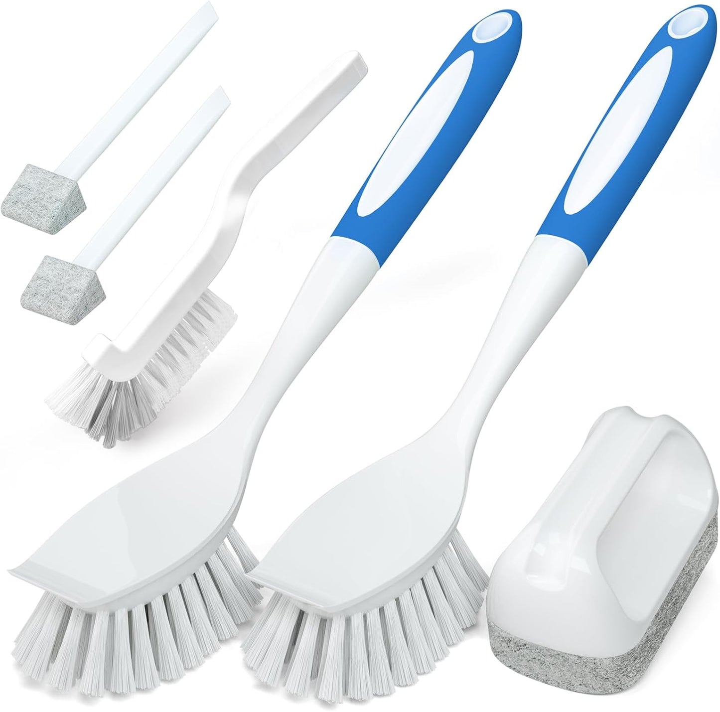 Holikme 6 Pack Dish Brush with Handle Kitchen Cleaning Brush Set for Pot, Pan, Kitchen Sink (Green)
