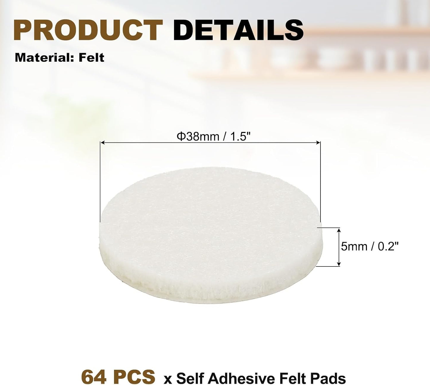 uxcell 32Pcs Non Slip Furniture Pads, 3" Round Self Adhesive Felt Bumpers Noise Reducing Furniture Feet Floor Protector for Chairs Tables Furniture Legs (White 0.2" Thick) - Colors B