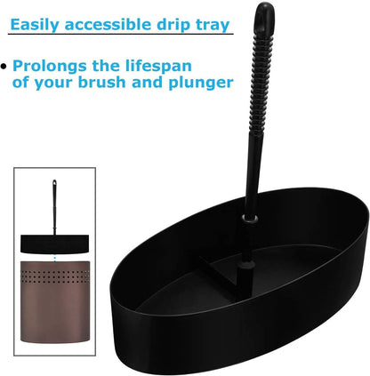 Blue Donuts Toilet Brush and Plunger Set with Holder, Modern Chrome Bathroom Accessories Toilet Plunger and Toilet Bowl Brush Combo