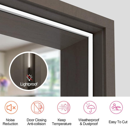 40FT Kerf V‑Shaped Weather Stripping Door Seal, Press‑in Seal for Pre‑Cut Slot Doors, Not Self‑Adhesive, Soundproof Draft Blocker for Exterior Front Doors, Fits Large Gaps, Easy DIY Install (White)