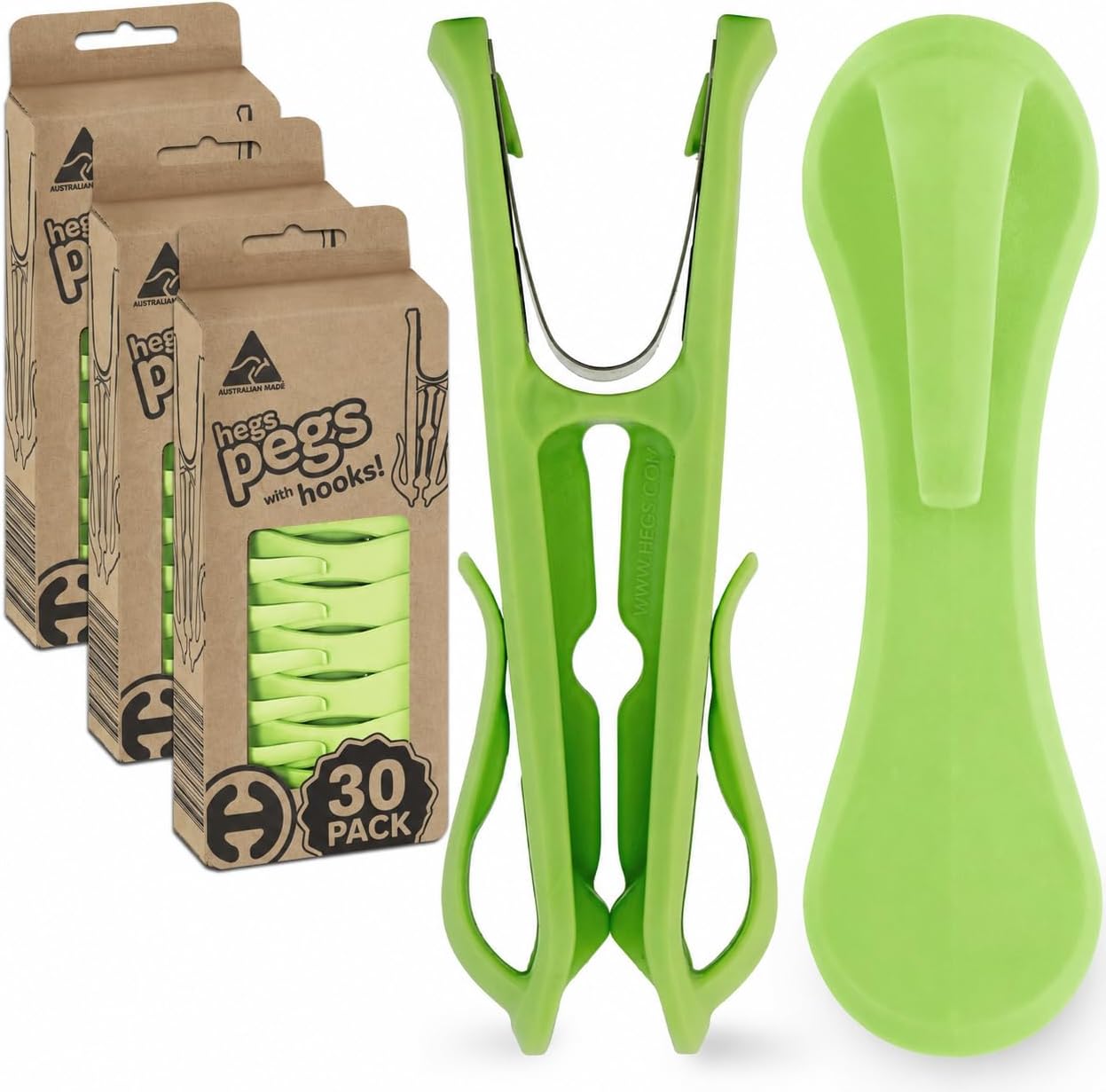 Hegs 24 Pack Multi-Color - The Smartest Heavy Duty Clothespins with Hooks - Hang 3 Garments at Once with Our Tough, Dual Hooks Clothes Pins with Anti-Rust Spring - Durable, Colorful Clothespins