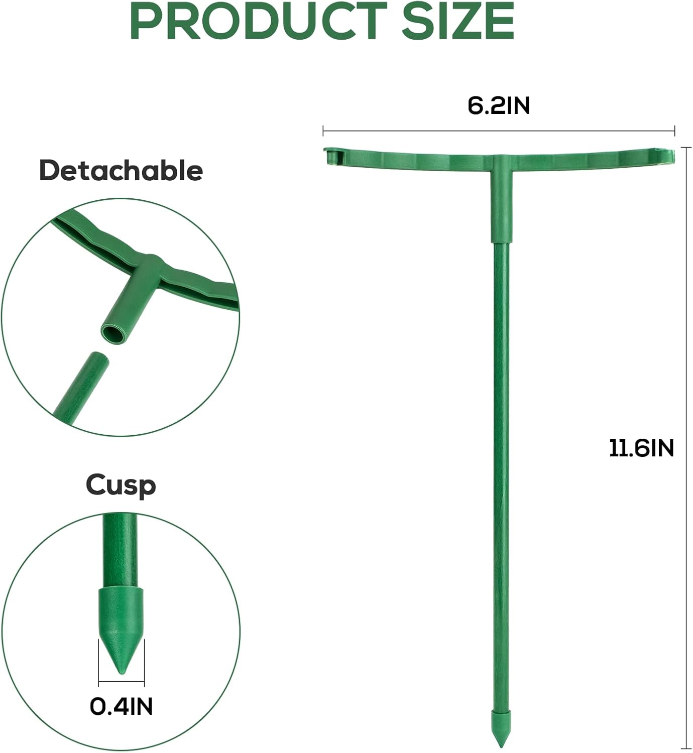 18 Pcs Plant Support Stakes & Plant Cage Support Rings, Plant Supports for Indoor Plants, Stackable Plant Holder Stick, Small Plants Potted Plants Flower Other Climbing Plants (6.4 "Wide X 11" High)