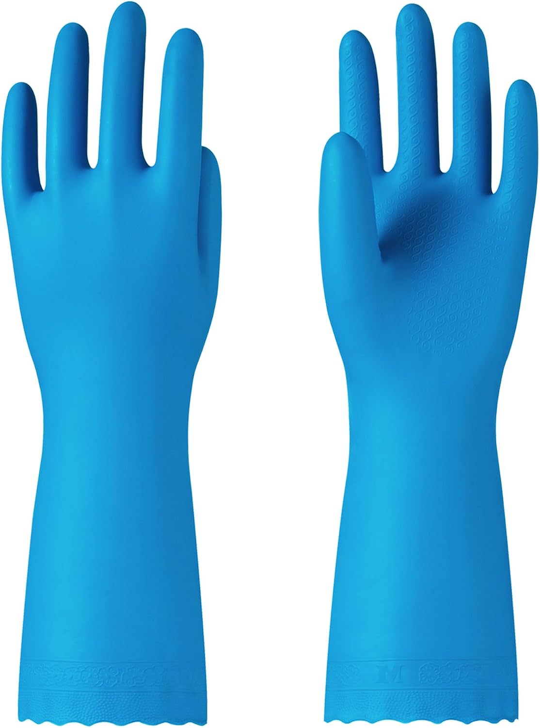 PACIFIC PPE 2 Pairs Reusable Dishwashing Cleaning Gloves with Latex Free, Cotton Lining, Kitchen Gloves, Blue, Medium