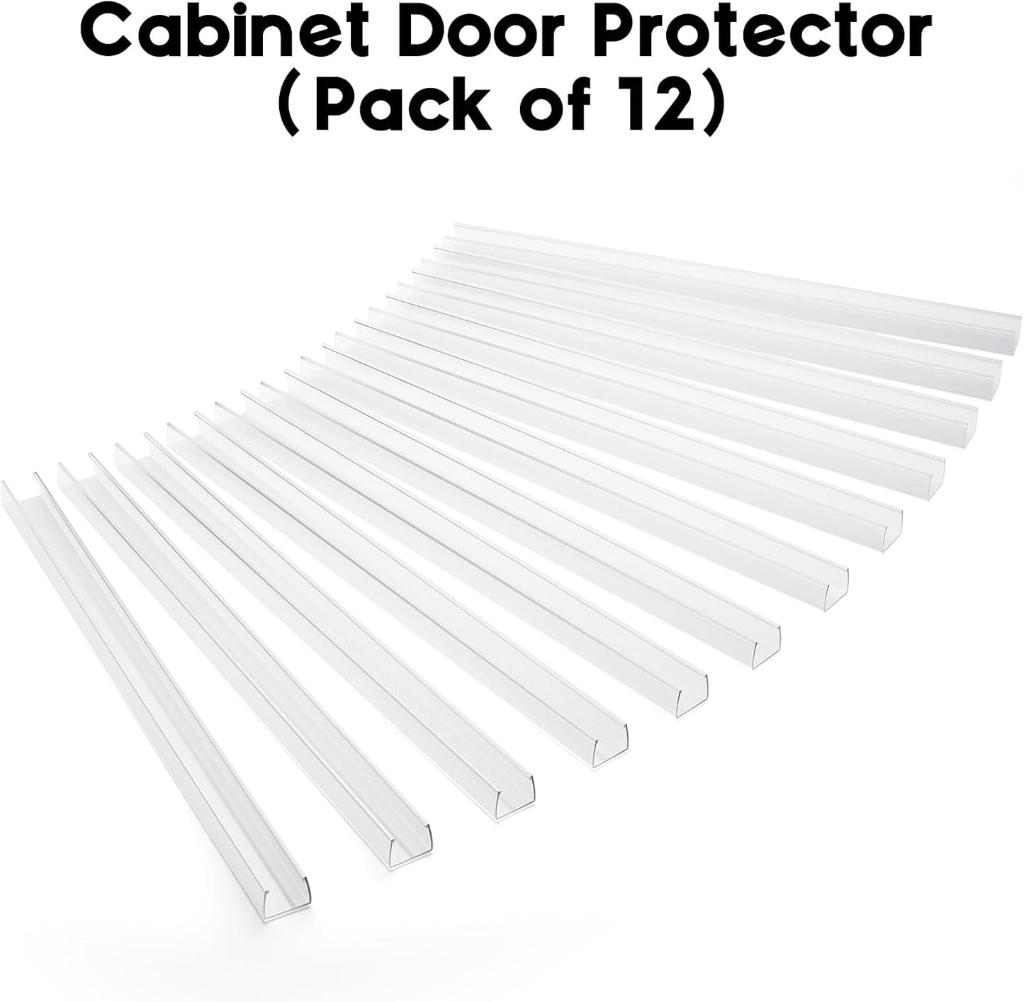 Cabinet Protector Edge Guard (Pack of 6), 17.7" Clear PVC Cabinet Edge Protectors for 3/4" Thick Kitchen Cabinets Doors – Slip-On No-Tool Sliding Installation