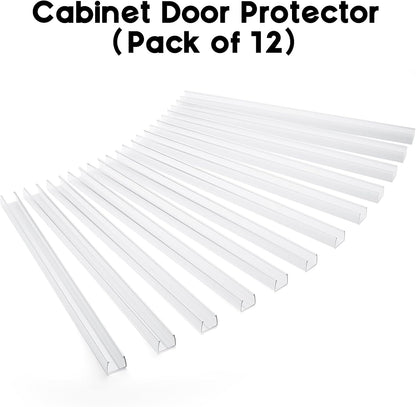 Cabinet Protector Edge Guard (Pack of 6), 17.7" Clear PVC Cabinet Edge Protectors for 3/4" Thick Kitchen Cabinets Doors – Slip-On No-Tool Sliding Installation