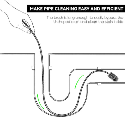 Flexible Drain Brush, 66 Inch Long Double Ended Hose Pipe and 58 Inch Tube Cleaning Brush and 2 Pack 8 Inch Straw Cleaner Brush