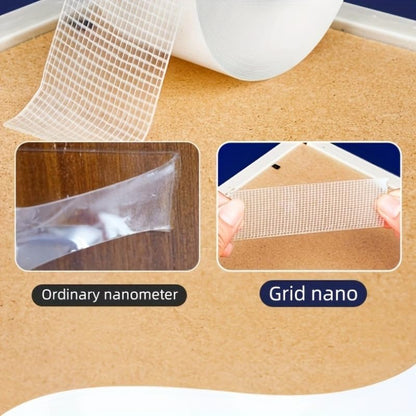 5M Nano Double Sided Tape, Heavy Duty Transparent PET Adhesive, Reusable No Residue Mounting Tape, Strong Grip Adhesive for Home, Office & Car Use (Transparent Tape)