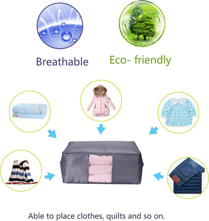 Comforter Storage Bags Pack of 2,Pillow Beddings/Blanket Clothes Organizer Storage Containers with Zippers,Breathable and Moistureproof(Black,2pcs)