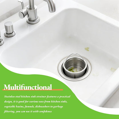 2 Pack Sink Strainer Basket, Stainless Steel Sink Drain with Handle Kitchen Drain Basket 3in Outer Diameter Kitchen Utensils for Restaurant Home