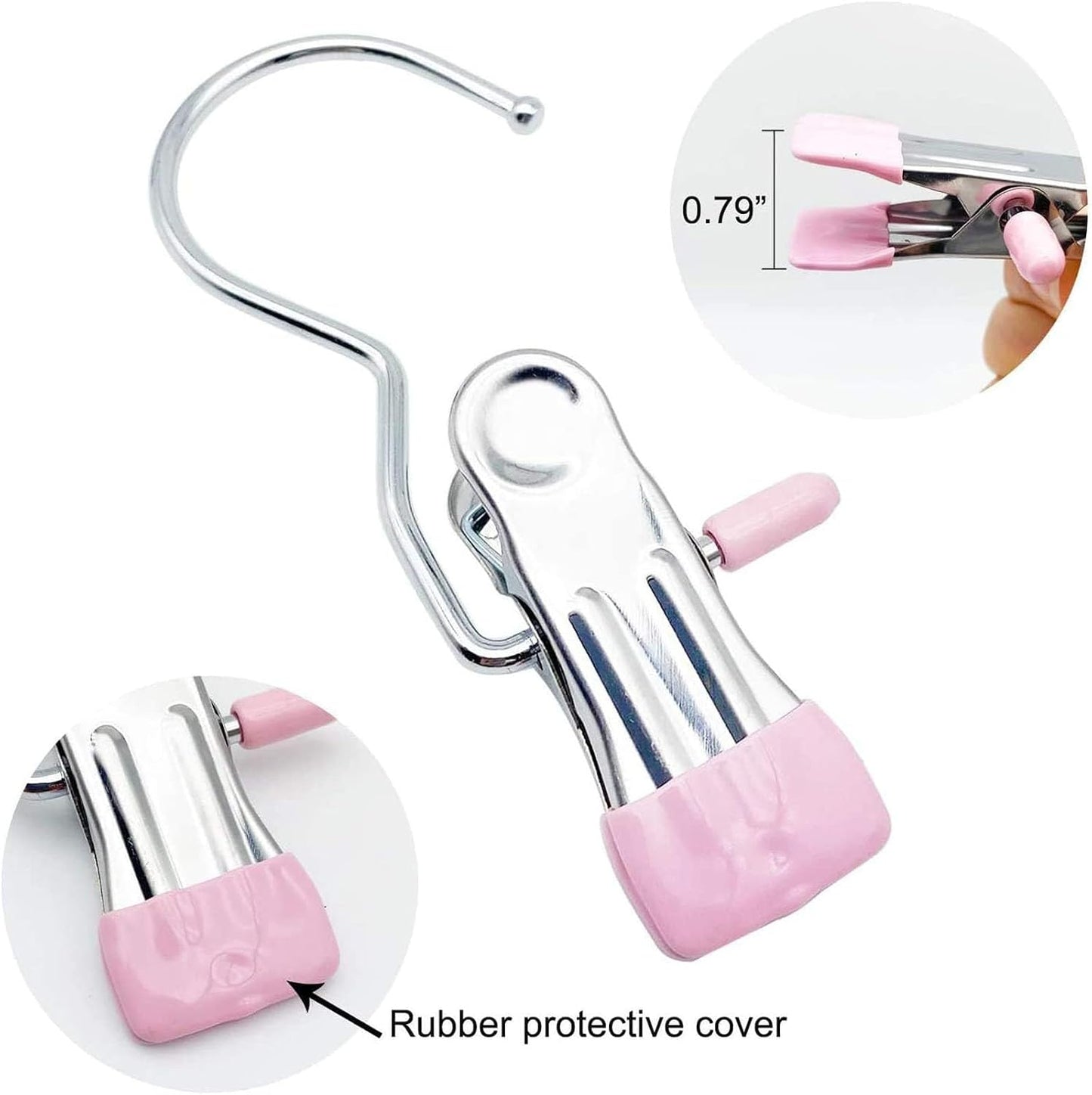 Clips for Hanging, Clothes Drying Clip Multifunctional Seamless Towel Hat Sock Windproof Pants Clip, Stainless Steel Hook Hanger Clips for Pants, Socks, Towels, Hats, Boots, and Travel