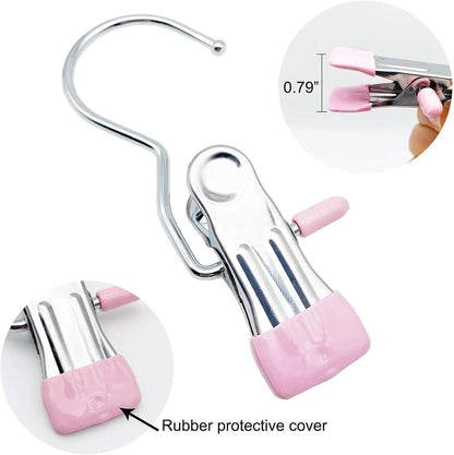 Clips for Hanging, Clothes Drying Clip Multifunctional Seamless Towel Hat Sock Windproof Pants Clip, Stainless Steel Hook Hanger Clips for Pants, Socks, Towels, Hats, Boots, and Travel