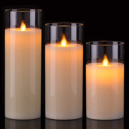 AKU TONPA Flameless Candles Battery Operated Pillar Real Wax Flickering Electric LED Candle Gift Sets with Remote Control Cycling 24 Hours Timer, Pack of 6 (3" D x 4" H, Ivory)