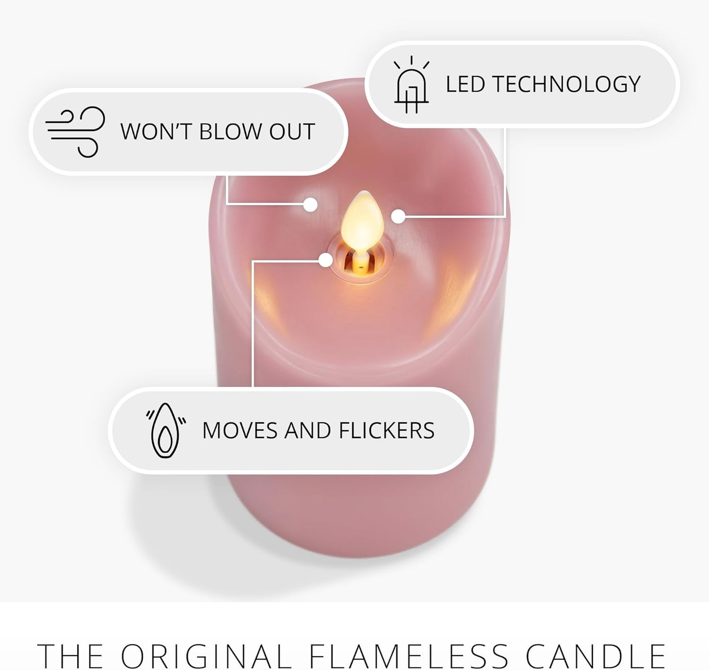Luminara Flameless LED Battery Operated Ivory Pillar Candle, Flickering Realistic Moving Flame, 3" x 4.5" Luminous Real Wax Indoor Home Decor Pack of 1