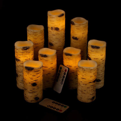 antizer Flameless Candles Led Candles Pack of 9 (H 4" 5" 6" 7" 8" 9" x D 2.2") Real Wax Battery Candles with Remote Timer for Home Fireplace Decor Wedding Festival Decor (Ivory 9 Pack)