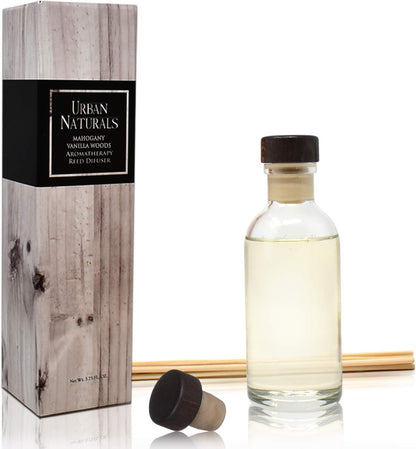 Urban Naturals Smoked Vanilla Reed Diffuser Set with Vanilla Bean, Sandalwood & Leather | Made in the USA - Colors A