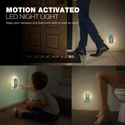 Sensky Plug-in LED Backlit Night Light with Motion Sensor, Dusk to Dawn Sensor, Auto On/Off Nightlight for Kids and Adults, Bedroom, Bathroom, Hallway, Warm White