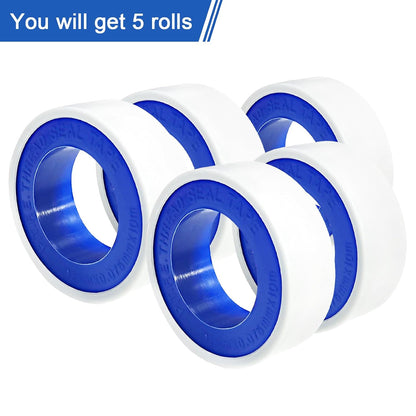 POCKET PANDA 5 Rolls Teflon Tape 1/2Inch, Plumbers Tape, Plumbing Tape, Sealant Tape, PTFE Tape, Sealing Tape for Shower Head Water Pipe, 1/2" x394" White, Misting Parts & Accessories