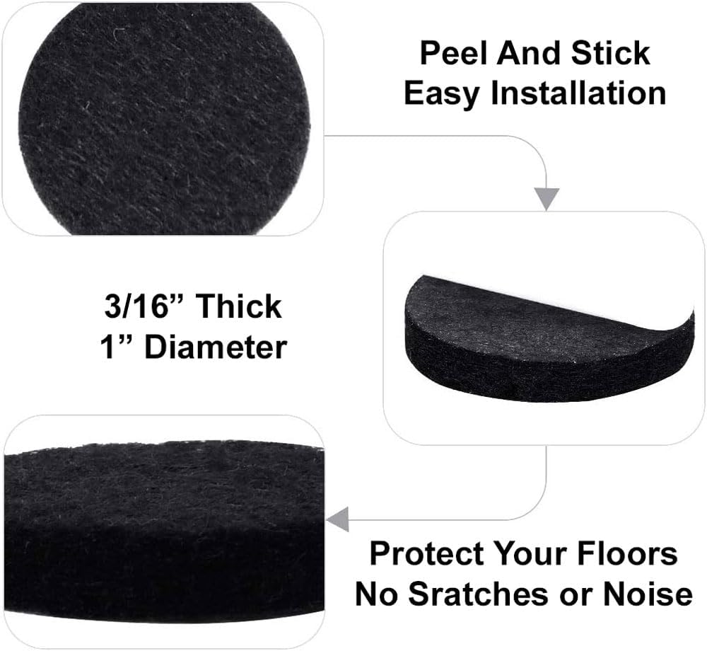 48 Pcs Self Adhesive 1" Round Felt Furniture Pads (White, 1")