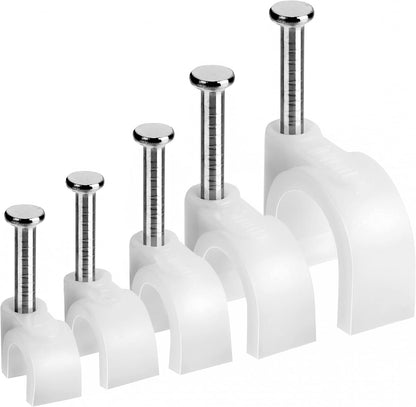 Bates- Cable Clips with Steel Nails, 200 pcs, White, Large, 2-Nail Cord Clips for Wires on Wall, Cable Wall Clip, Wire Wall Clips, Cable Wire Clips, Coaxial Cable Clips, Cord Wall Clip