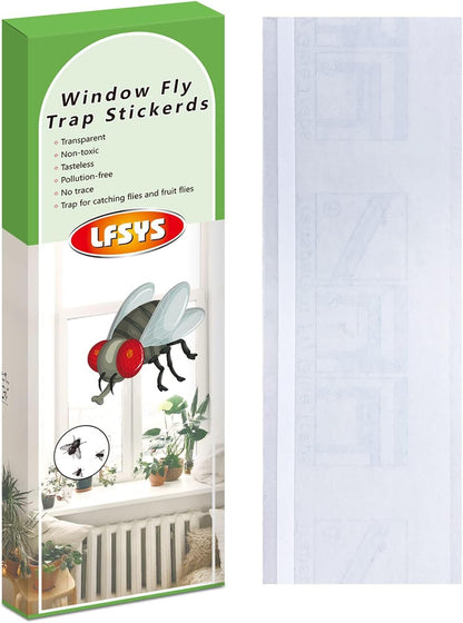 LFSYS 50 Pack Window Fly Trap, Fruit Fly Traps for Indoors, Fly Paper Sticky Strips, Fly Traps for Indoors Clear