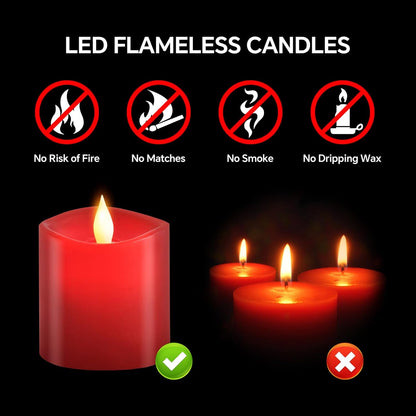 3x4 Flickering Flameless Candles Set of 3,Real Wax Pillar LED Candles,with Timer,4 inch Flameless Candles with Remote,for Party Wedding Holiday Home Decor,Ivory