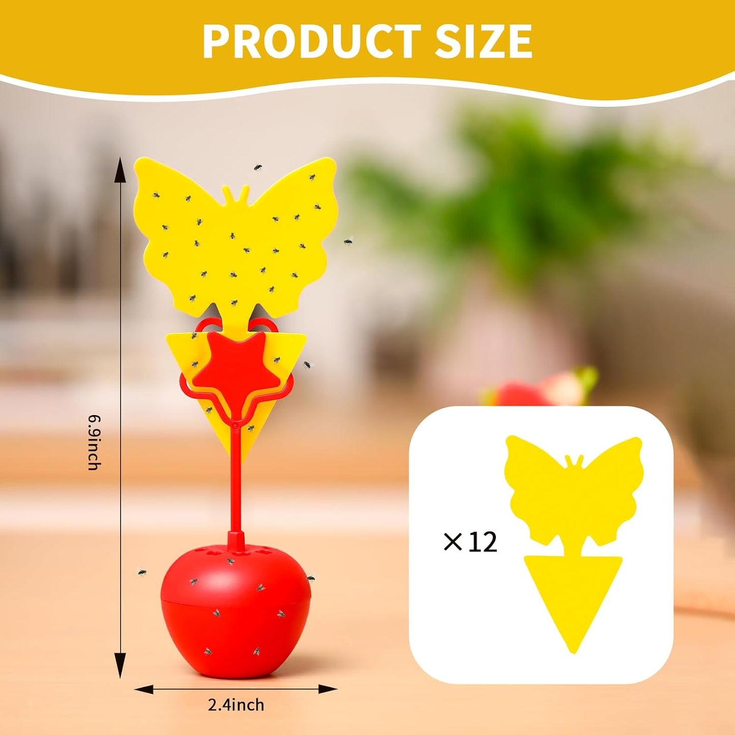 Qualirey 18 Pack Fruit Fly Trap for Indoors, Fruit Fly Traps with Yellow Sticky Pads, Gnat Catcher Killer Catcher for Indoors Outdoor Home Kitchen (Not Include Lure Refill Liquid)