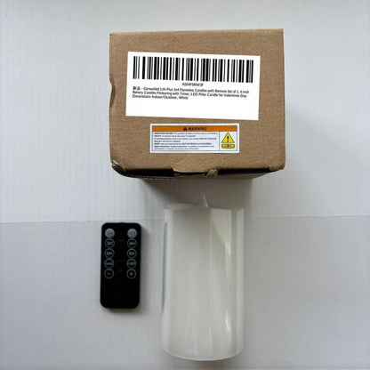 3x3 Flameless Candles with Remote Set of 2, 3 inch Battery Candles Flickering with Timer, LED Pillar Candle for Indoor/Outdoor, White