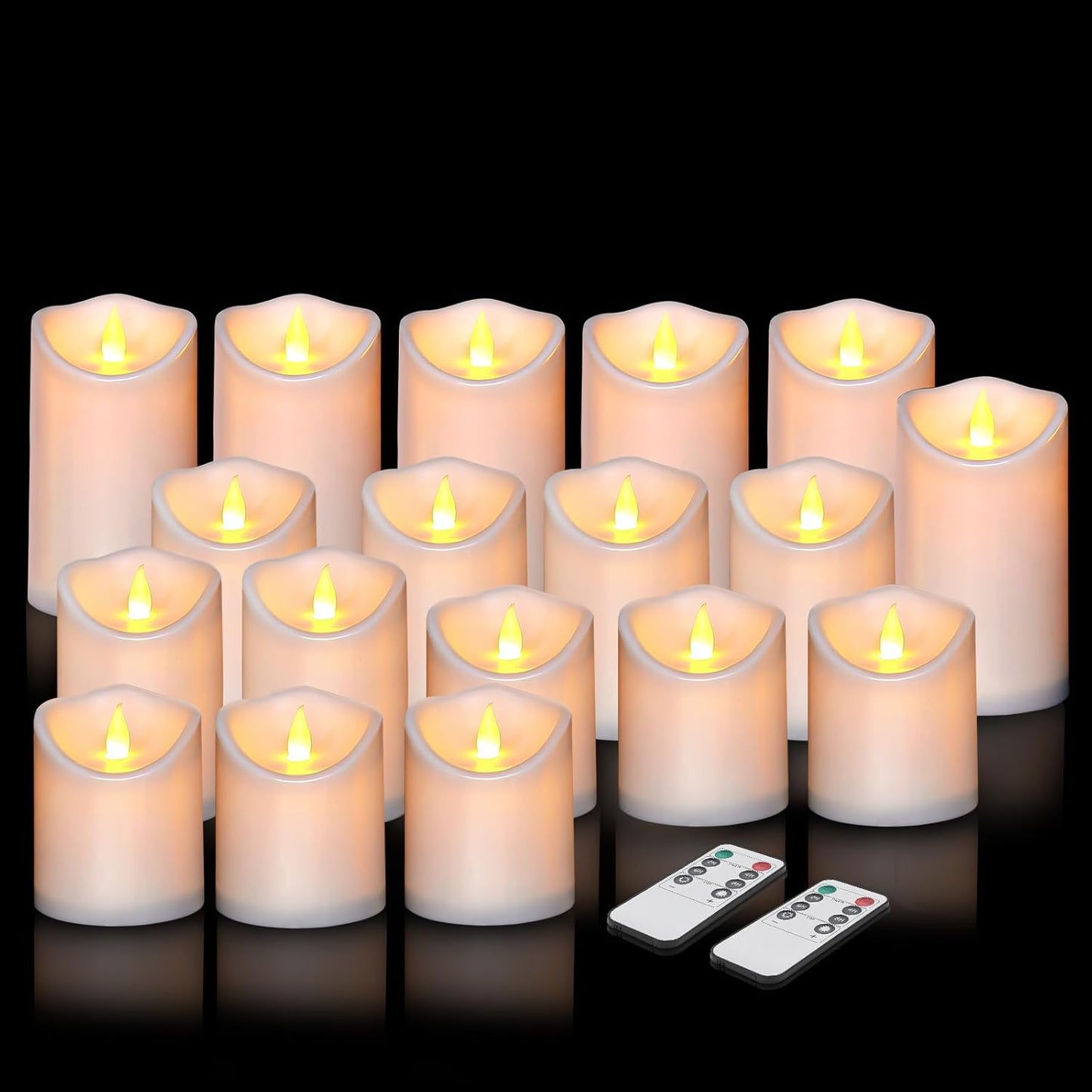 Flameless Candles 4" 5" 6" Set of 3 Ivory Outdoor Indoor Pillars 3" Diameter Battery Operated Flickering Candles Include 10-Key Remote Timer Function 400+ Hours Requires 2 AA Batteries（3 Pack)