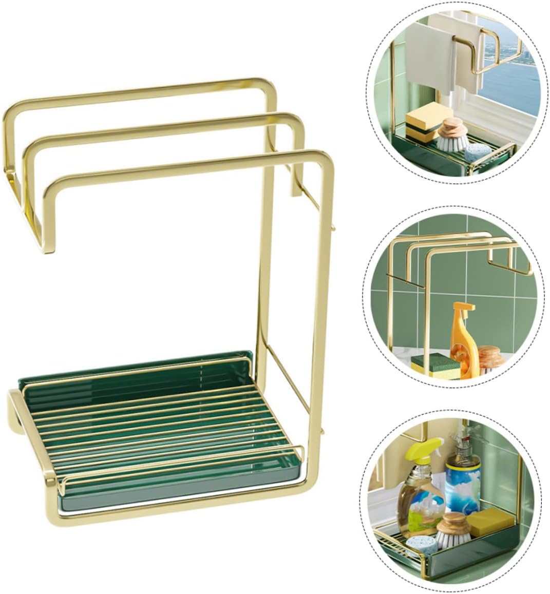 ABOOFAN Wall Hanging Drain Rack Kitchen Storage Drying Rack Practical Iron Sponge Duster Holder Space Saving Wall Mount Organizer for Cleaning Tools Finish